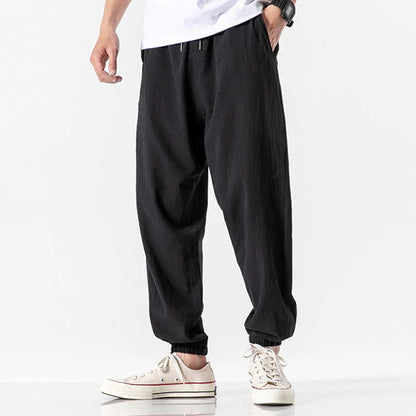 Pantalones de Algodón para Hombre con Cordón Ajustable y Bolsillos