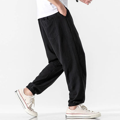Pantalones de Algodón para Hombre con Cordón Ajustable y Bolsillos