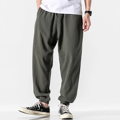 Pantalones de Algodón para Hombre con Cordón Ajustable y Bolsillos