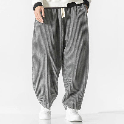 Marco | Pantalón Harem de Pana para Hombre Estilo Retro con Cordón y Bolsillos