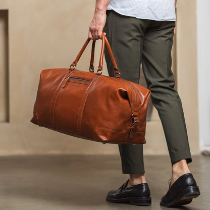 Alfred | Bolso de viaje de cuero Cognac Cavoli